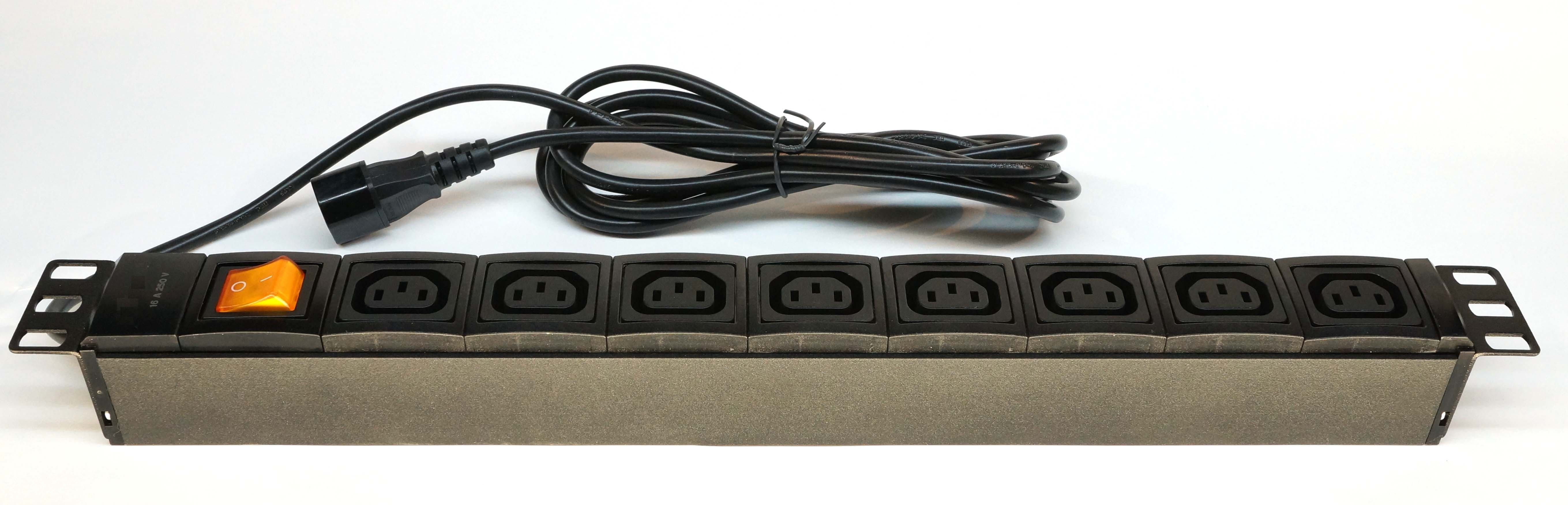 Вертикальный PDU, S-8 IEC320C13, 10 Schuko, IEC C13, IEC C19, 16A, ввод IEC C14, дополнительное фото