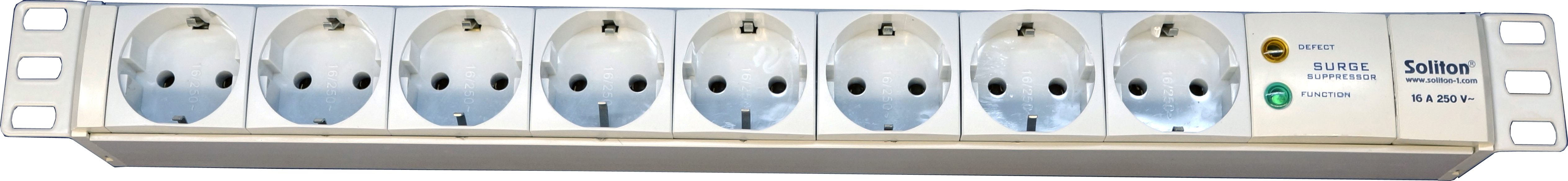 Вертикальный PDU, SP-8, 8 Schuko, 16A, ввод Schuko, с УЗИП, дополнительное фото