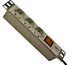 Блок розеток 19” 1U, S-3, 3 Schuko, 16A, ввод Schuko, S-3