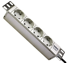 Блок розеток 19” 1U, S-4, 4 Schuko, 16A, ввод Schuko, S-4