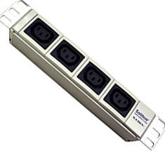 Блок розеток 19” 1U, S-4 IEC320C13, 4 Schuko, IEC C13, IEC C19, 16A, ввод Schuko, S-4 IEC320C13