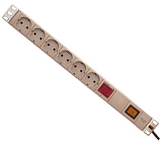 Блок розеток 19” 1U, S-6 Amp, 6 Schuko, 16A, ввод Schuko, S-6 Amp