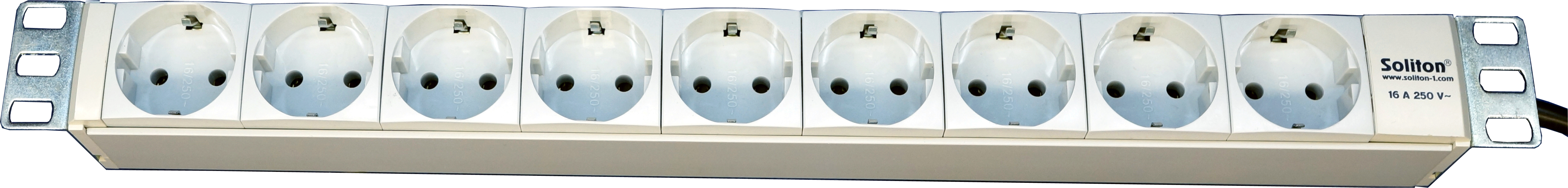 Вертикальный PDU, S-8, 8 Schuko, 16A, ввод Schuko, S-8