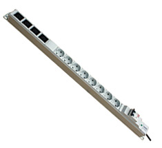 Вертикальный PDU, S-8+4C13(AB), 12 Schuko, IEC C13, IEC C19, 16A, ввод Schuko, S-8+4C13(AB)