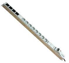 Вертикальный PDU, SPF-8+4C13(AB), 12 Schuko, IEC C13, IEC C19, 16A, ввод Schuko, с УЗИП, SPF-8+4C13(AB)