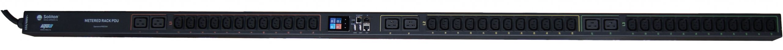 Вертикальный PDU, S-36C13+6C19 M 3Ф, 42 IEC C13, IEC C19, 32A, с мониторингом, с управлением, дополнительное фото